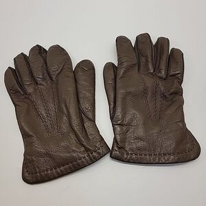 Vintage Men's Sears Astro Therm Fur Lined Brown Leather Gloves Size M (9/9.5)